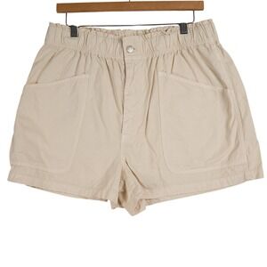 Madewell Beige Cotton Blend Pull-on Utility Paperbag Waist Shorts Size 30